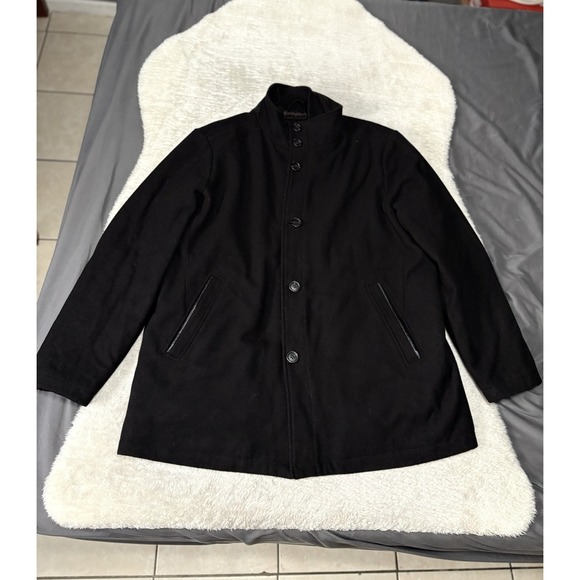 Guess Mens Black Wool Blend Coat Size XXL Insulated Button Jacket - Picture 1 of 9